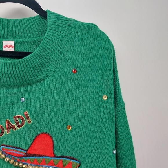 Holiday Time Sz 20 Green Ugly Christmas Sweater Red Pepper - Picture 9 of 16